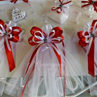 Комплект за кръщене в червено и бяло с кръстче, снимка 2 - Подаръци за кръщене - 16542532