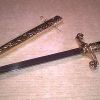 нож сабя-златна кама с ножница-метални-38х11см-внос швеицария, снимка 1 - Колекции - 23662044