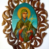 Икона ’’Света Петка’’, иконопис темпера, дърворезба орех х, снимка 1 - Икони - 22386971