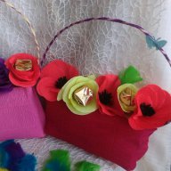 Ръчно изработени чантички за подарък от хартия с цветя от хартия с бонбони, снимка 7 - Декорация за дома - 14060421