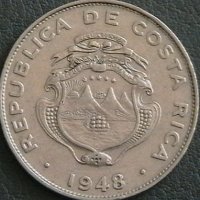 25 центимо 1948, Коста Рика, снимка 2 - Нумизматика и бонистика - 24889110