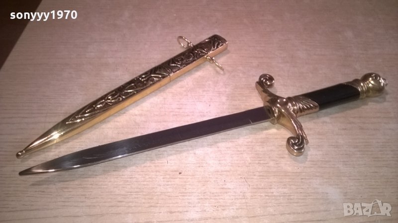 нож сабя-златна кама с ножница-метални-38х11см-внос швеицария, снимка 1