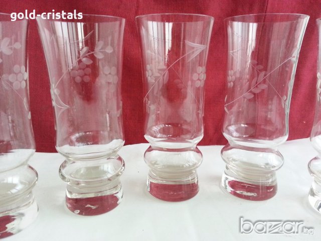 кристални чаши гравирани, снимка 4 - Антикварни и старинни предмети - 19802906