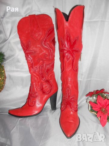 Елегантни ботуши Fiorelli червени кожа и кожа  от пони 
