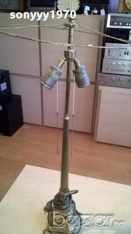 Масивна ретро лампа за две крушки-месинг 80х35см-внос швеицария, снимка 11 - Антикварни и старинни предмети - 17796479