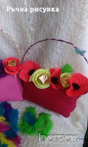 Ръчно изработени чантички за подарък от хартия с цветя от хартия с бонбони, снимка 7 - Декорация за дома - 14060421