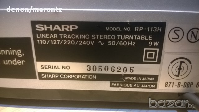 sharp rp-113h-linear tracking stereo turntable-made in japan-внос швеицария, снимка 13 - Плейъри, домашно кино, прожектори - 8254657