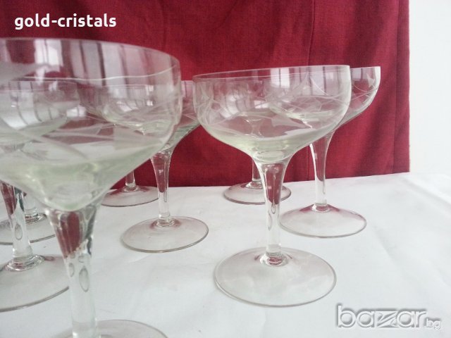  стъклени чаши гравирани , снимка 8 - Антикварни и старинни предмети - 20390027