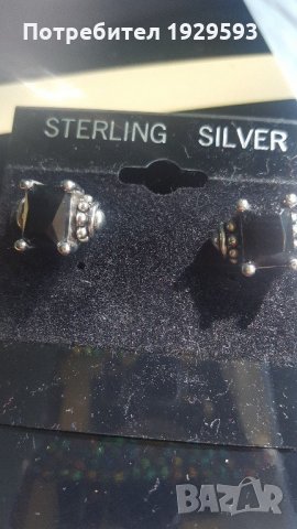 Обеци с черен камък, снимка 7 - Обеци - 21632297