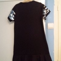 Черна рокля с огледални елементи, тип неопренова, снимка 3 - Рокли - 20544495