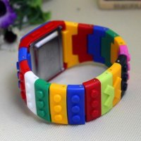Нов Часовник с каишка наподобяваща блокчета на конструктор Лего Lego цветен дъга цветове хронометър, снимка 12 - Други - 11566995