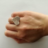 Сребърен комплект ,  сърца с розови  цирконий - пръстен и обеци  - сребро проба 925 , снимка 6 - Бижутерийни комплекти - 17497919