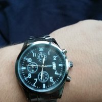 Мъжки нов луксозен моден ръчен часовник с календар от неръждаема стомана кварцов, масивен бизнес, снимка 12 - Мъжки - 20595058