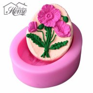 3D дълбок макове цветя овал силиконов молд форма за торта украса фондан калъп отливка сапун гипс, снимка 1 - Форми - 16463536