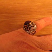 старинен мъжки сребърен пръстен с яспис  - уникален модел и невероятна красота - Внос от Щатите., снимка 3 - Пръстени - 24403329