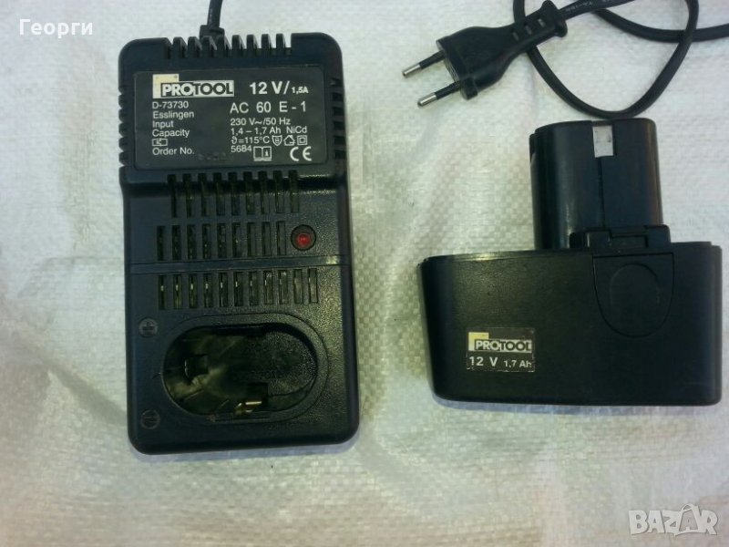 Зарядно PROTOOL 12V с батерия, снимка 1