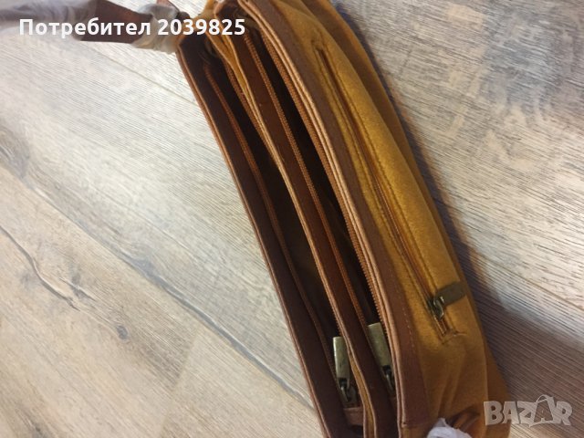 НОВА Дамска Пухкава Чанта Хендмейд Handmade, Горчица, снимка 2 - Чанти - 25671795