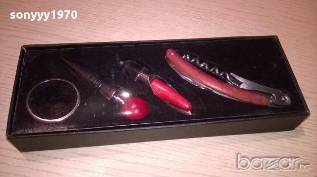 Нов комплект за вино в кутия с размер 24/9/3см, снимка 4 - Антикварни и старинни предмети - 16445979