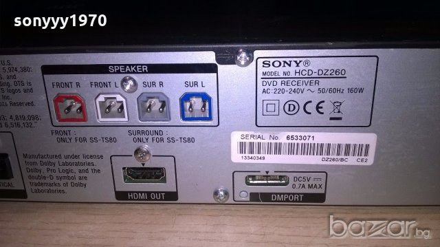 sony hcd-dz260 dvd/usb/hdmi receiver-за ремонт-внос швеицария, снимка 13 - Ресийвъри, усилватели, смесителни пултове - 19309821