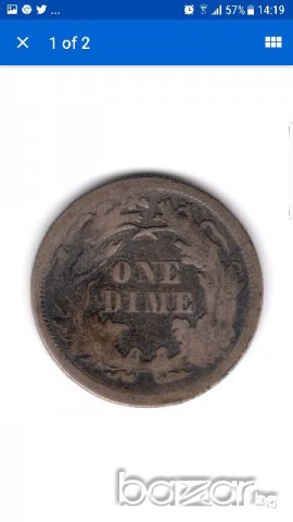 Rare USA SEATED LIBERTY SILVER DIME 1872- Philadelphia Mint, снимка 4 - Нумизматика и бонистика - 20809076
