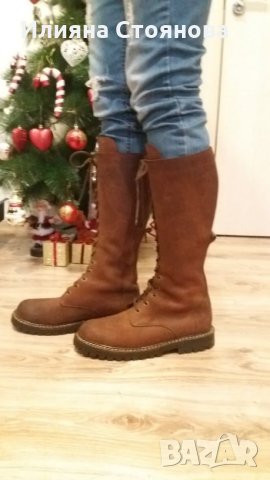 Кожени ботуши естествена кожа, снимка 2 - Дамски ботуши - 24116370