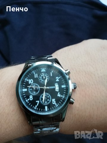 Мъжки нов луксозен моден ръчен часовник с календар от неръждаема стомана кварцов, масивен бизнес, снимка 12 - Мъжки - 20595058