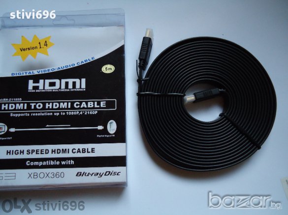 Кабел Плосък HDMI/HDMI кабел - 1.80 метра.-3.00 м - 5.00 метра.висок клас 