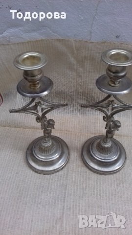 Чифт свещници, снимка 2 - Антикварни и старинни предмети - 21619808