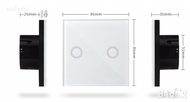  Сензорен ключ за лампи водоустойчив луксозен стъклен работи с докосване