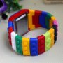 Нов Часовник с каишка наподобяваща блокчета на конструктор Лего Lego цветен дъга цветове хронометър, снимка 12