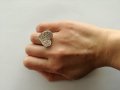 Сребърен комплект ,  сърца с розови  цирконий - пръстен и обеци  - сребро проба 925 , снимка 6