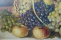 Стара картина, натюрморт, кошница с плодове, 1960-те год., снимка 5