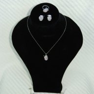 Колие,гривна,обици и пръстен с розови перлички, снимка 1 - Бижутерийни комплекти - 12619685