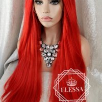 Lace Front LUXYRY WIG ELESSA Дълга Червена Перука Код 1051, снимка 6 - Аксесоари за коса - 25714636