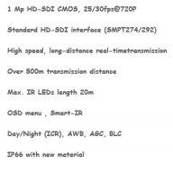DAHUA Съвместима Водонепромокаема Ip66 HD SDI HDCVI 720p Sony Exmor Цифрова Kамера за DAHUA DVR, снимка 5 - Камери - 8376203