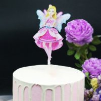 Фея Принцеса красив цветен твърд Акрил топер за торта украса, снимка 1 - Други - 26107685