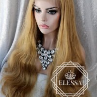 Lace Front LUXYRY WIG ELESSA Дълга Натурално Руса Перука Код 1036, снимка 5 - Аксесоари за коса - 25715200