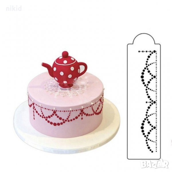 Вплетени гирлянд точки стенсил шаблон спрей за торта украса кекс декорация пудра, снимка 1