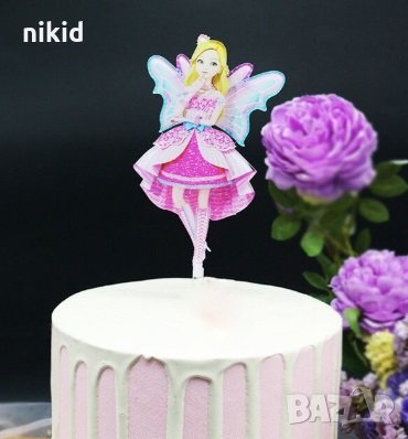 Фея Принцеса красив цветен твърд Акрил топер за торта украса, снимка 1