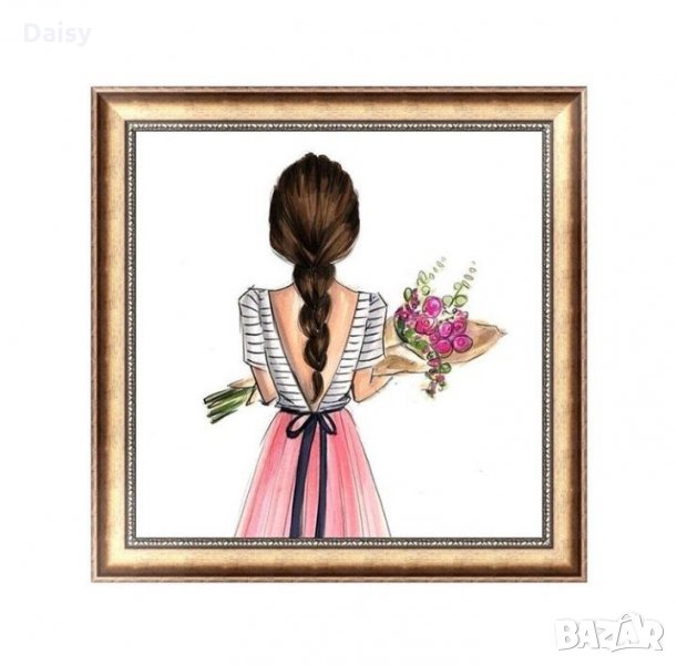 Диамантен гоблен "Момиче с венец"5D, снимка 1