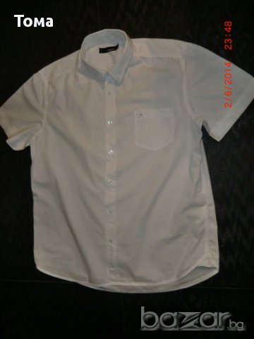 Бяла риза с къс ръкав Тиъдор, снимка 6 - Ризи - 14221173
