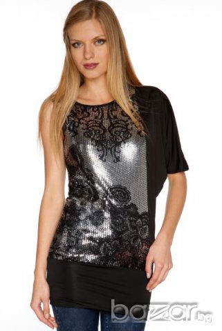 Черна парти блуза, снимка 3 - Корсети, бюстиета, топове - 7077138
