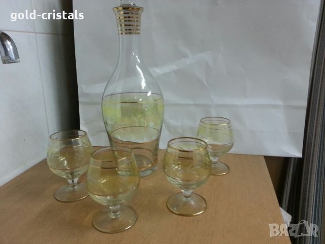 Ретро сервиз за ракия с златен кант