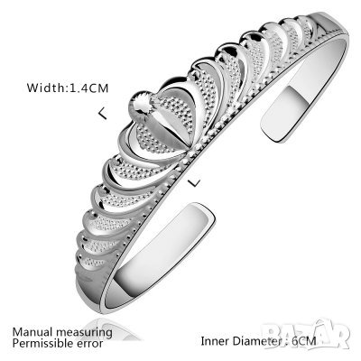 Елегантна посребрена гривна с орнаменти, снимка 3 - Гривни - 25197037
