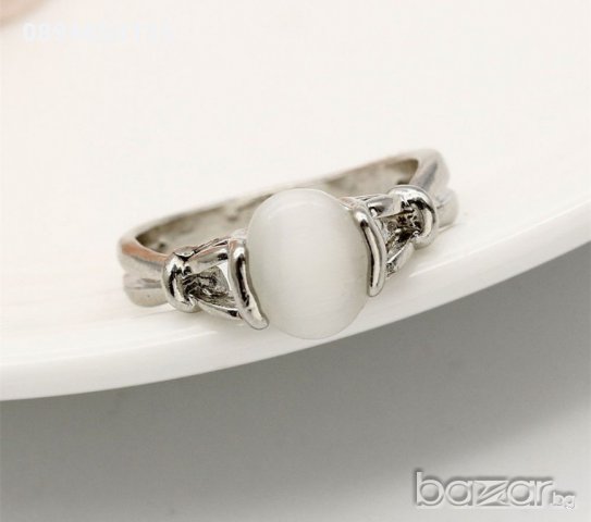 Ефектен сребърен пръстен лунен камък , снимка 8 - Пръстени - 17369466