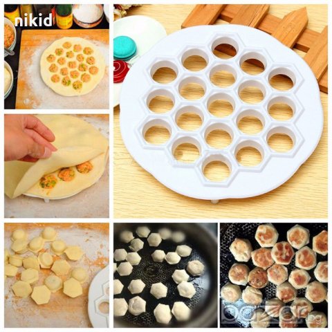 пластмасов Уред форма за правене на равиоли пелмени паста с плънка пластмасов резец 19 дупки 