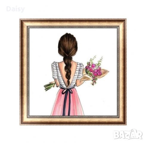 Диамантен гоблен "Момиче с венец"5D, снимка 1