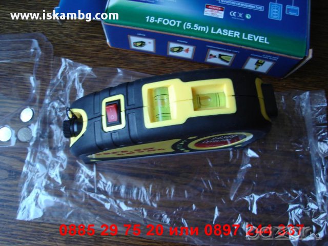 Лазерен нивелир с ролетка 5.5 метра - код 1036, снимка 6 - Измервателни инструменти - 12619093