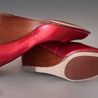 Дамски Червени Обувки CLARKS КЛАРКС , номер 38, снимка 3 - Дамски обувки на ток - 23025100