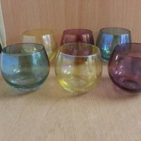 Ретро стъклени чаши цветно стъкло, снимка 9 - Антикварни и старинни предмети - 23868203
